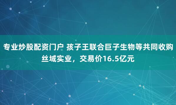 专业炒股配资门户 孩子王联合巨子生物等共同收购丝域实业，交易价16.5亿元